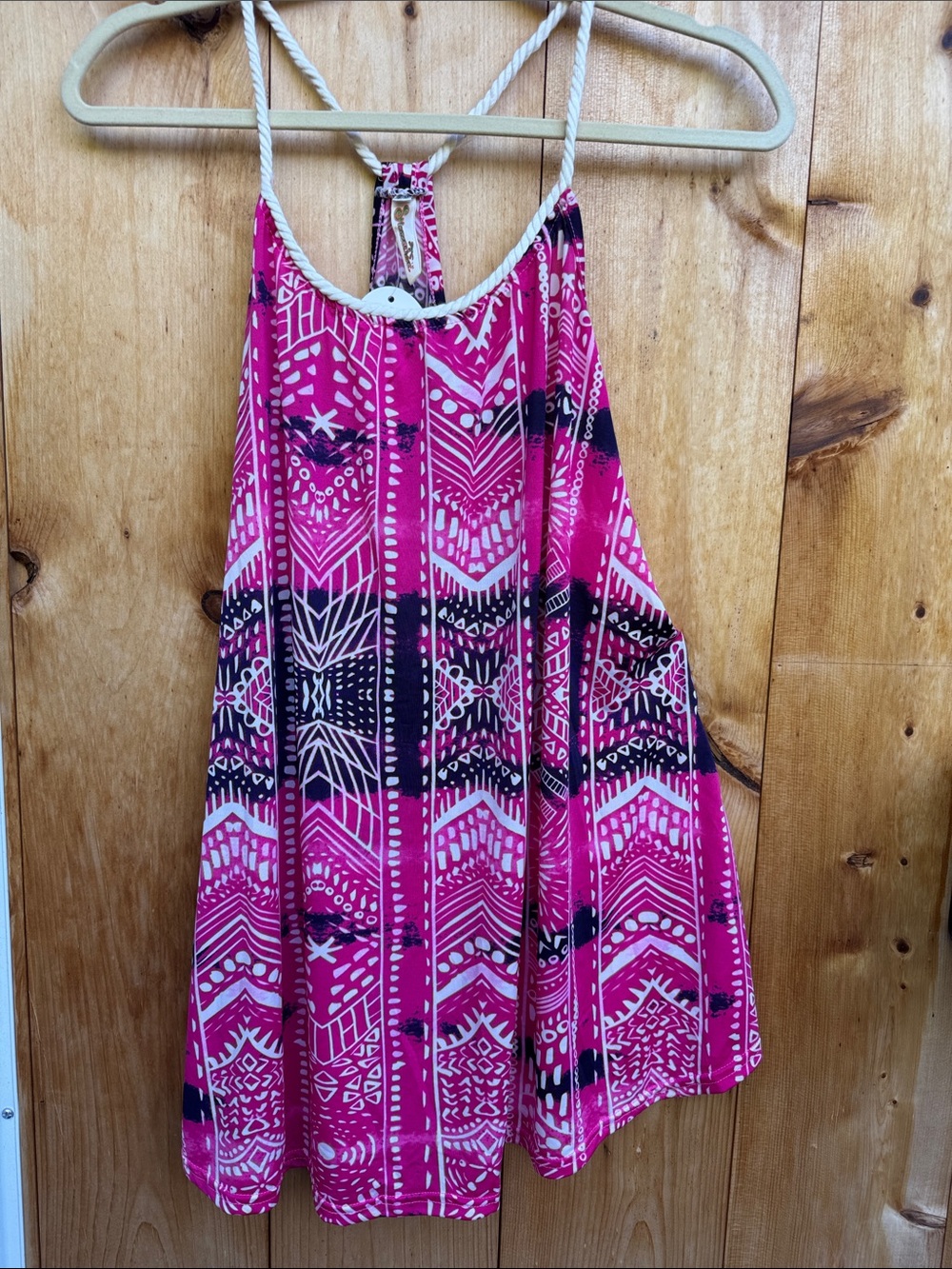 Pink Patterned Halter Tank Top Cover-Up